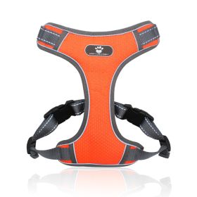dog Harnesses; Pet Traction Rope Mesh Breathable Big Dog Chest Strap Vest Reflective Dog Rope Spot Wholesale (colour: orange, Specification (L * W): XL (55-90kg))